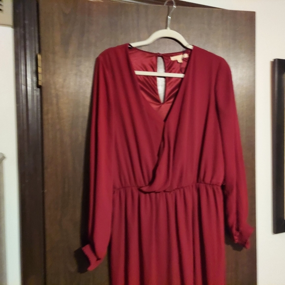 Gibson Latimer Long Sleeve Red Burgundy Wide Leg One Piece jumpsuit Size M - Picture 2 of 10